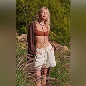 Free People What A Vibe Cotton-Linen Shorts